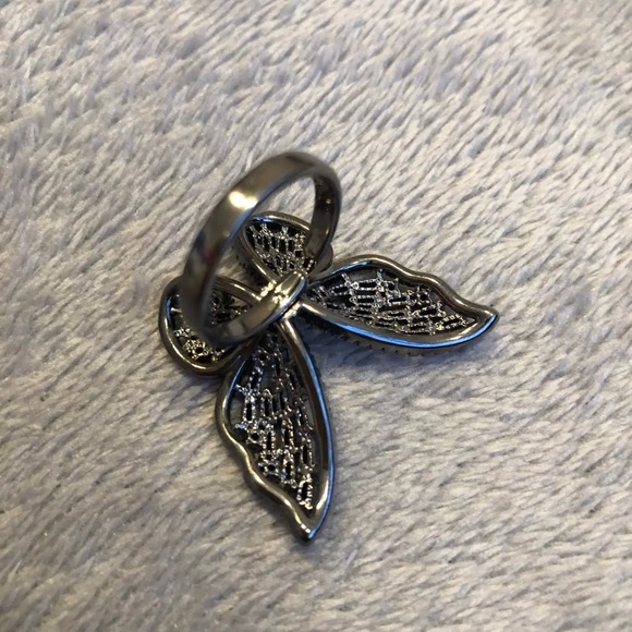 Butterfly ring cubic zirconia 3D large black jewelry stone - Picture 11 of 11